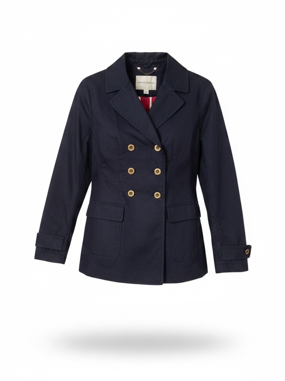 Banana Republic Double-Breasted Navy Pea Coat Blazer with Gold Buttons